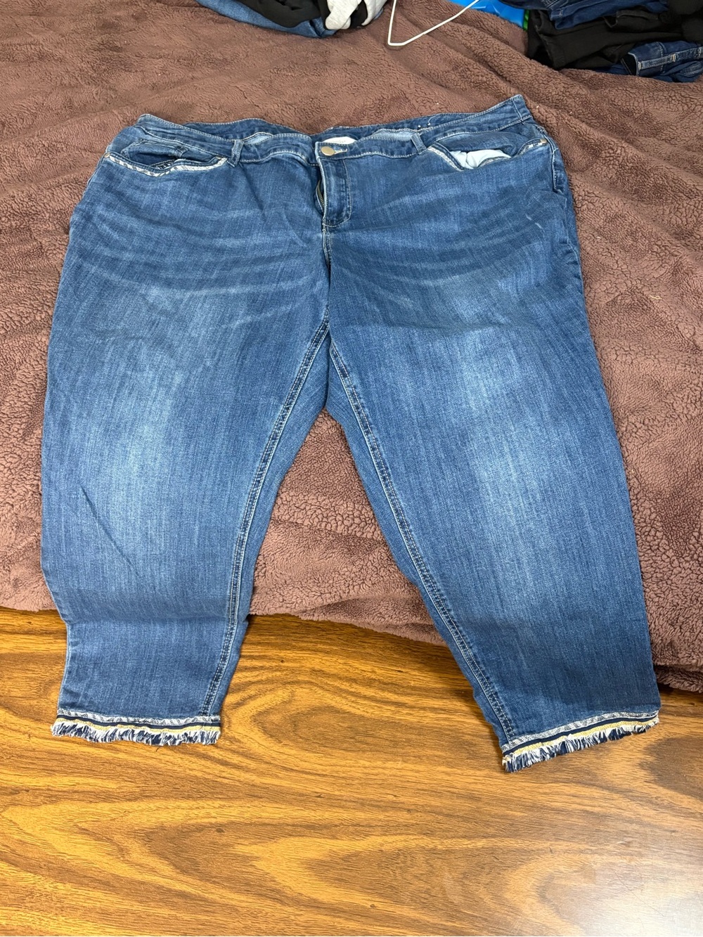 CJ Banks Midwash Cropped Frayed-Hem Jeans